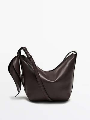 Sac à bandoulière avec fleur en cuir nappa