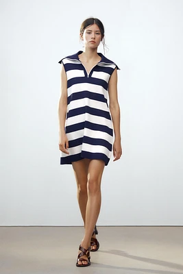 STRIPED KNIT MINI DRESS