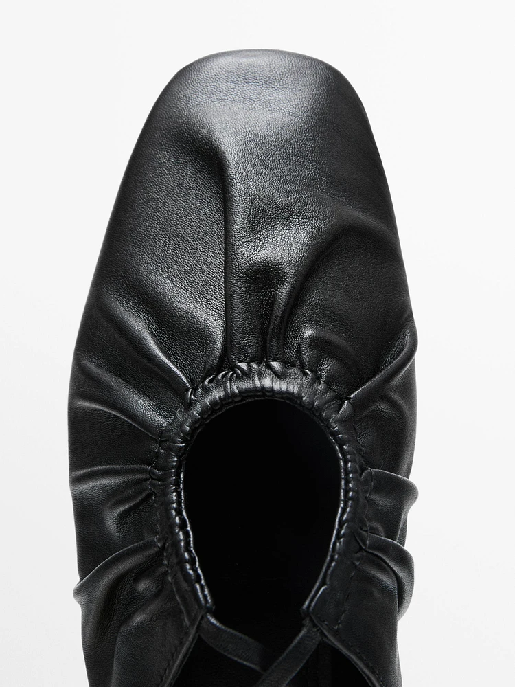 Ballerines à nouer en cuir nappa