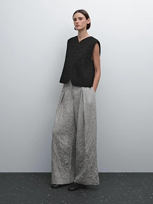 Pantalon rayé volume tissu