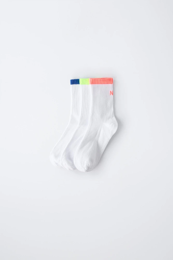 THREE-PACK OF NEON LETTER SOCKS