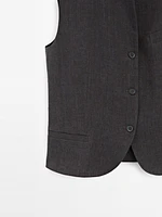 100% linen V-neck waistcoat