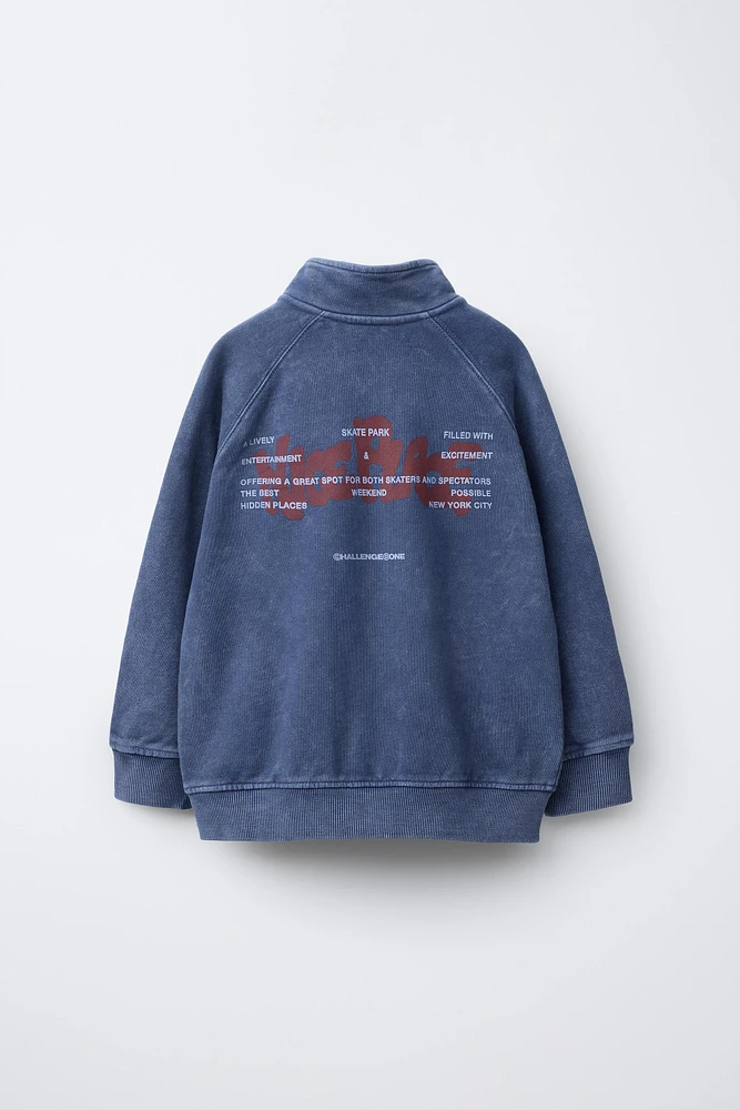 WASHED-EFFECT ZIP SWEATSHIRT