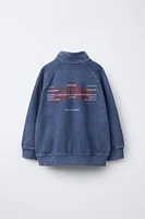 WASHED-EFFECT ZIP SWEATSHIRT