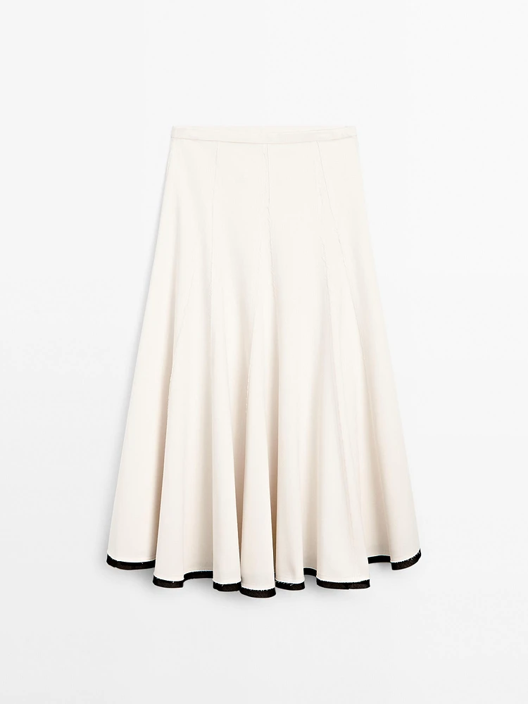 Flounce midi skirt with contrasting detail