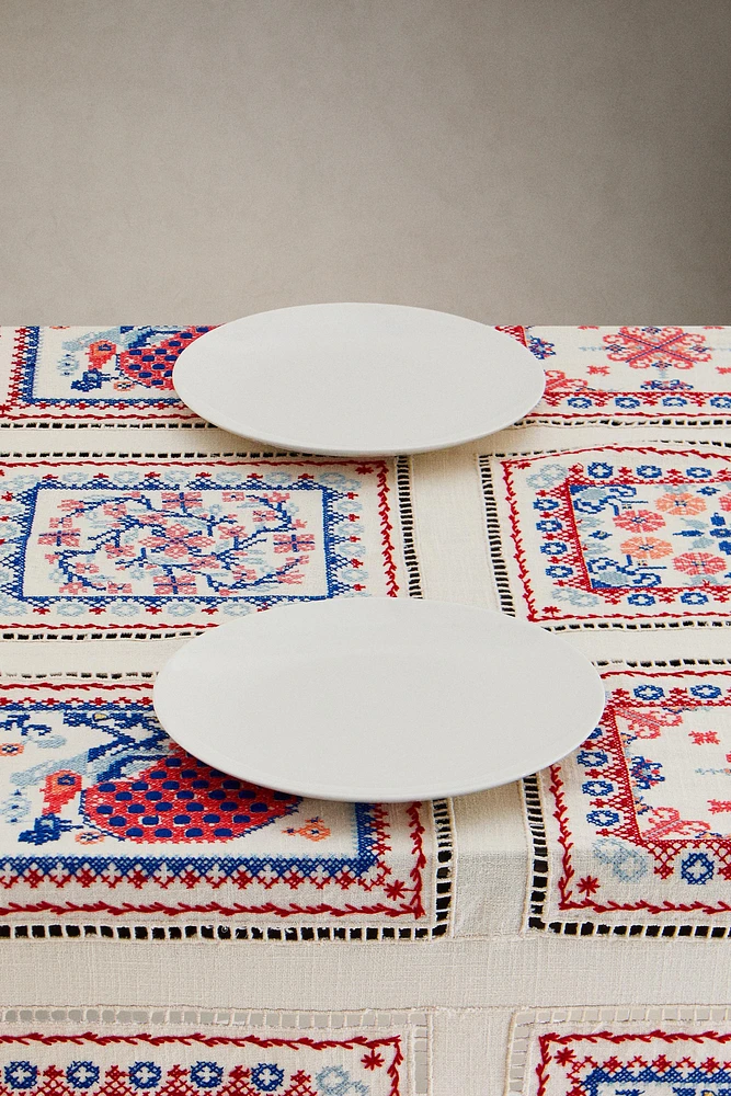 NAPPE COTON LIN BRODERIES POINT DE CROIX