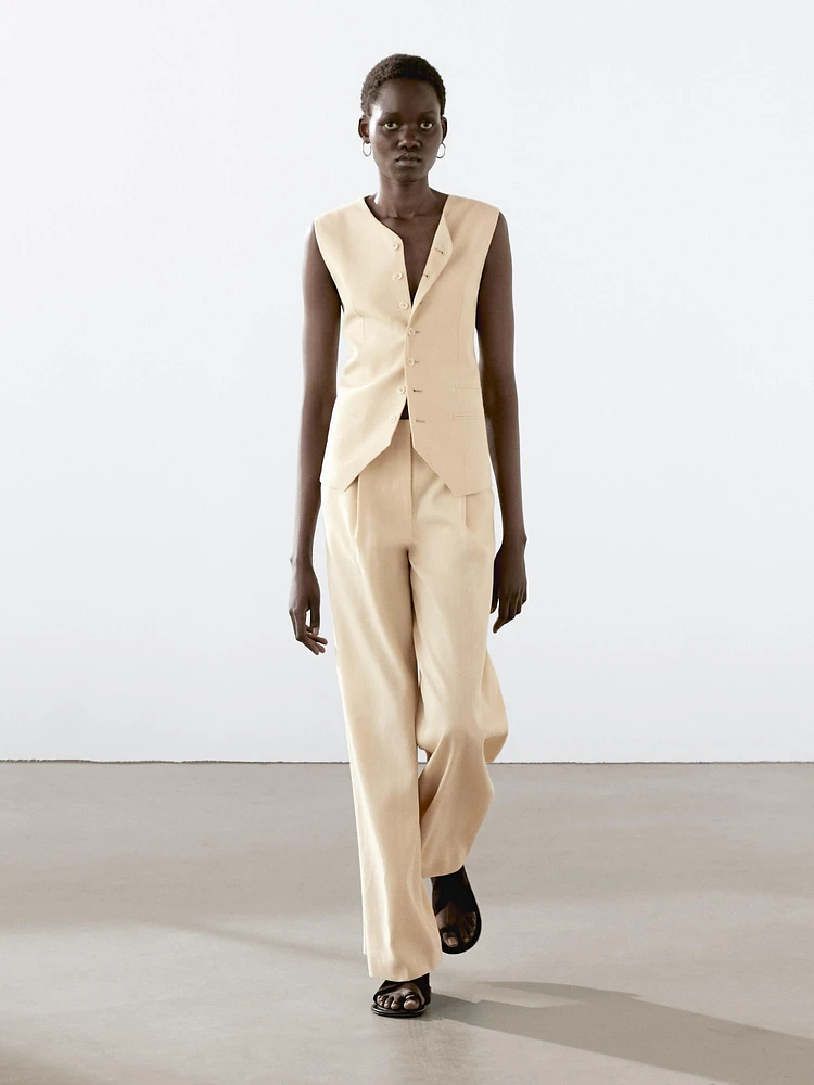 Linen blend suit waistcoat