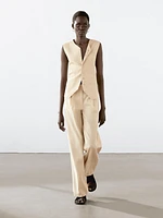 Linen blend suit waistcoat