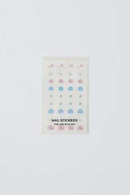 PINK AND BLUE SEA ZARA NAIL STICKERS