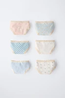 2-6 ANS/ LOT DE SIX CULOTTES À MARGUERITES