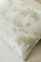 TOILE DE JOUY SATEEN PILLOWCASE WITH PALM TREES