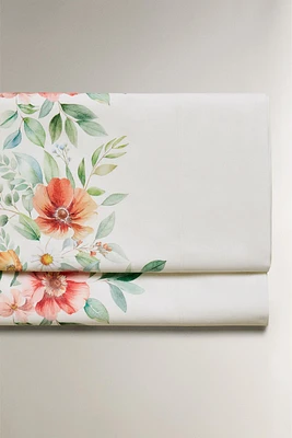 FLORAL PRINT COTTON FLAT SHEET