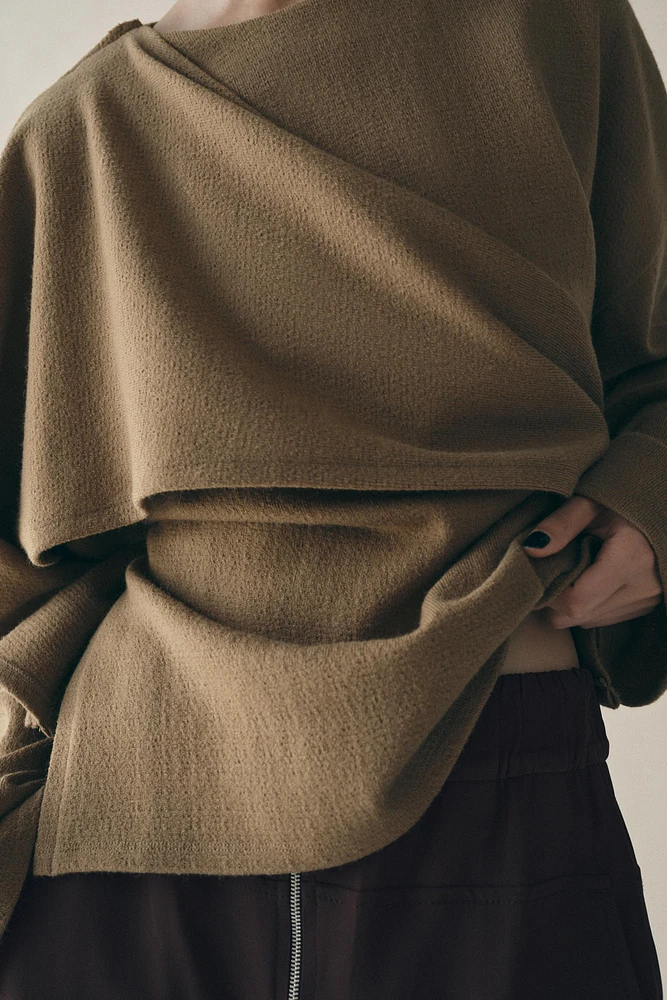 SWEATER WITH SCARF OVERLAY