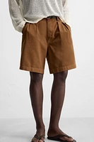 RELAXED FIT PLEATED BERMUDA SHORTS