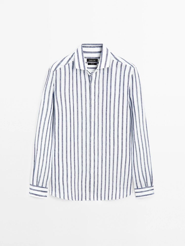 Chemise lin regular à rayures