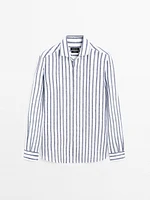 Chemise lin regular à rayures