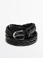 Plaited leather belt