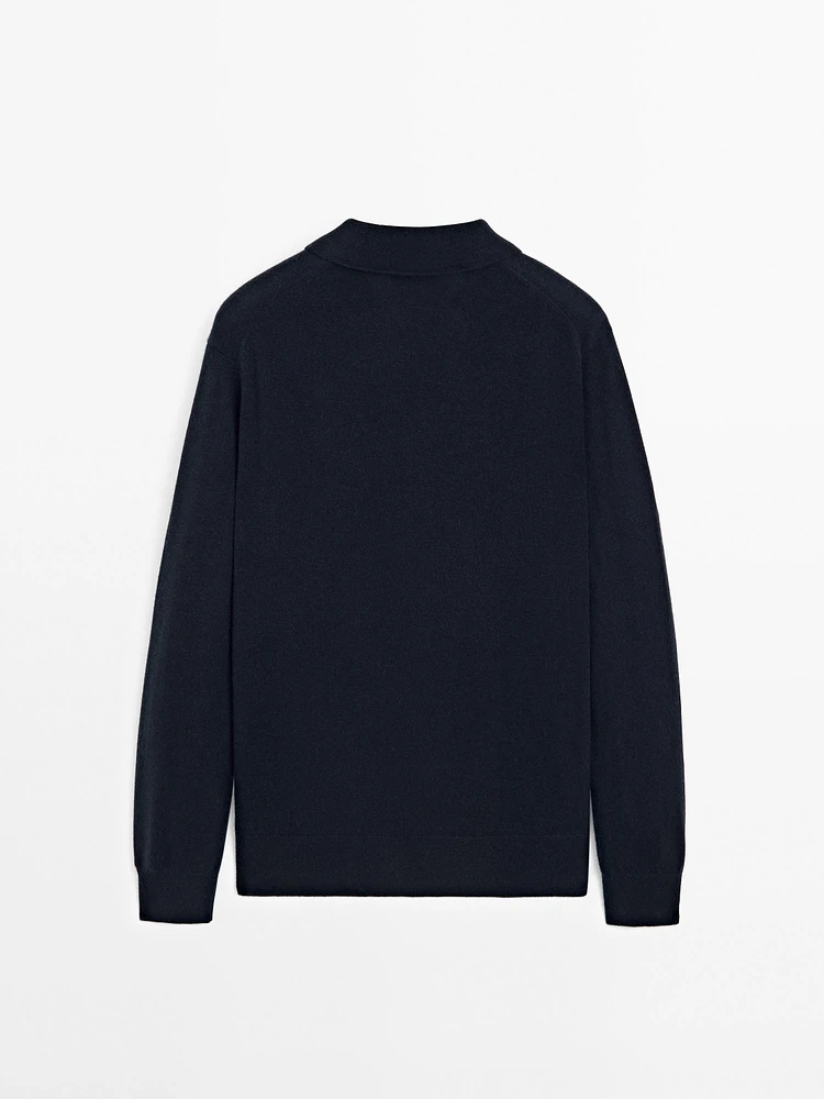 Pull en maille à col polo 100 % cachemire
