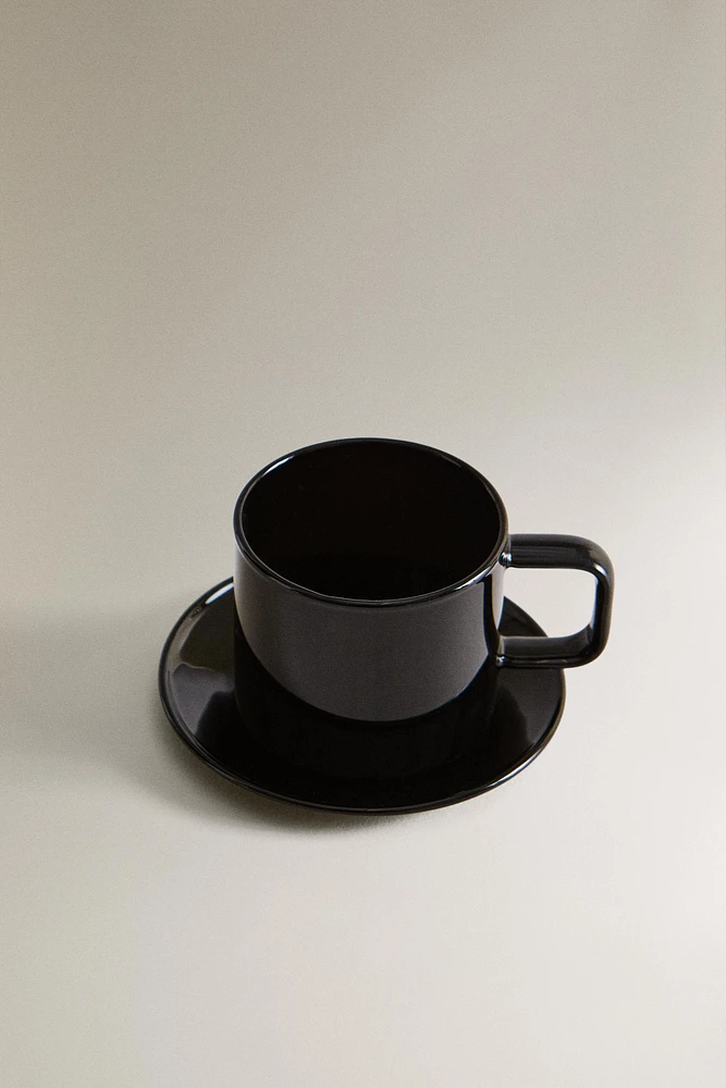 BOROSILICATE GLASS MUG AND SAUCER