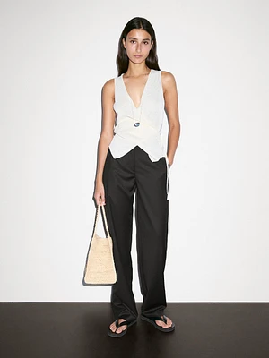 Flowing low-rise straight-leg trousers