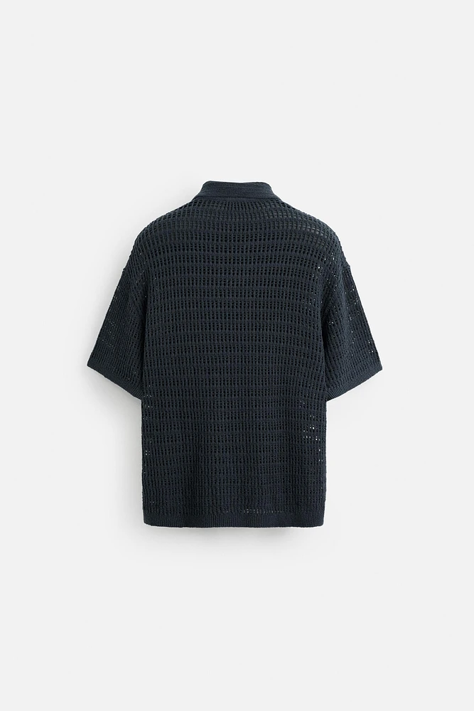KNIT LACE POLO SHIRT