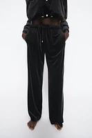 VELVET WIDE LEG PANTS