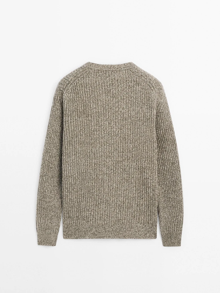 Pull en maille moulinée de laine mélangée