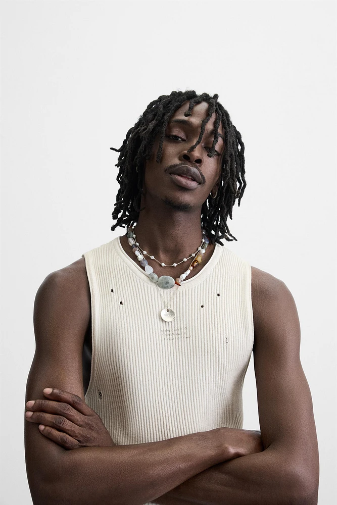 SPRAY PRINT KNIT T-SHIRT