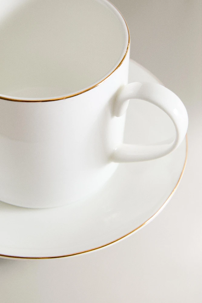 TASSE À CAFÉ AVEC SOUCOUPE PORCELAINE BONE CHINA BORD