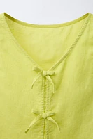 COTTON LINEN TIE TOP