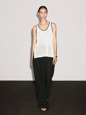 100% cotton strappy crochet top
