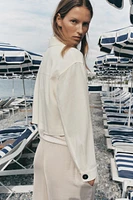 LINEN JACKET WITH CONTRAST SLEEVES