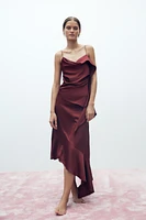 ASYMMETRIC SATIN RUFFLE TOP