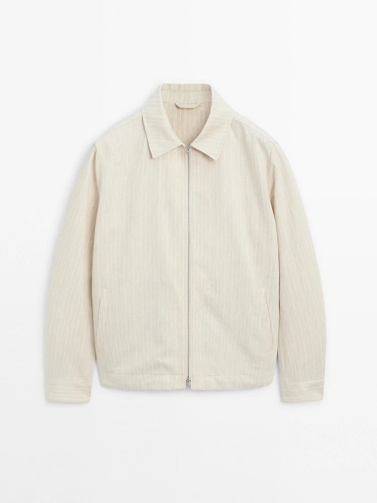 Veste bomber à rayures en coton mélangé