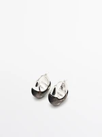 Ring earrings with natural stone