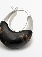 Ring earrings with natural stone