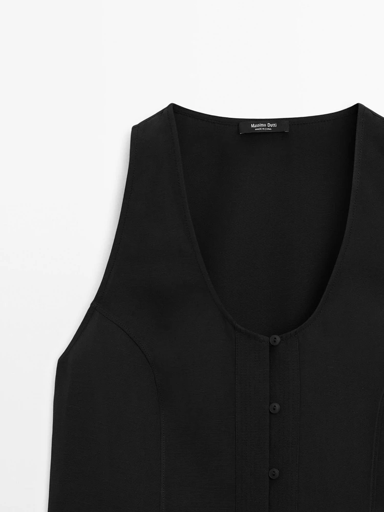 Top boutonné surpiqûre et plastron