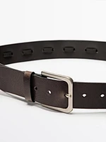 Ceinture en cuir nappa avec anneaux