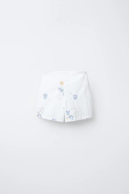 FLORAL BEADED BERMUDA SHORTS