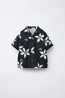 FLORAL AND TEXT PRINT SHIRT