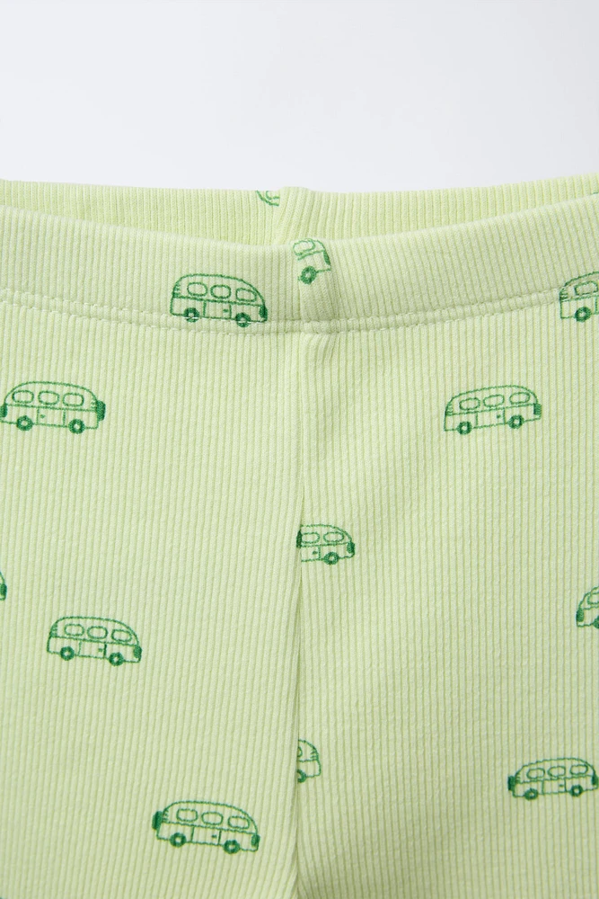 TWO-PACK OF RIBBED LEGGINGS WITH CARAVAN PRINT