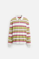 STRIPED KNIT POLO SHIRT