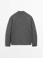 Veste bomber double en laine mélangée