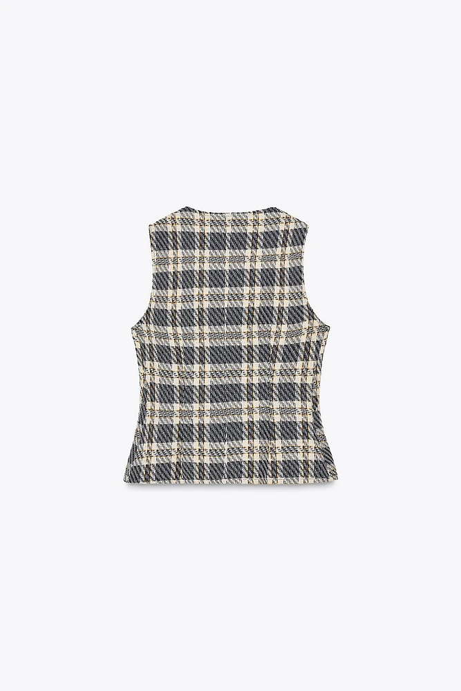 TEXTURED PLAID WAISTCOAT