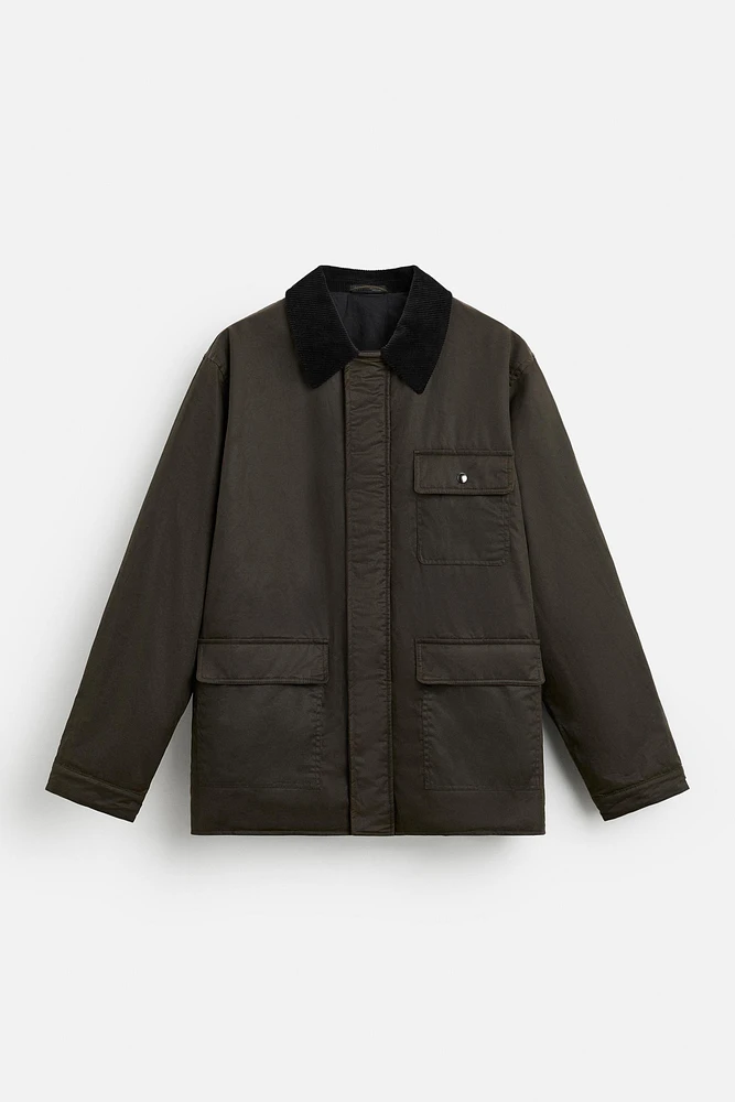PARKA CIRÉE À COL EN MATIÈRES VARIÉES