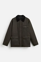 PARKA CIRÉE À COL EN MATIÈRES VARIÉES