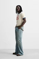 RIB CONTRAST TEXT T-SHIRT