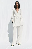 WIDE LEG PIPED PANTS