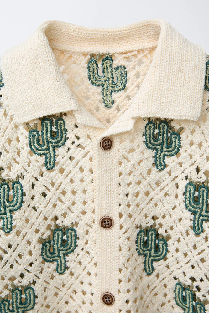 CACTUS CROCHET KNIT SHIRT