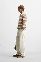 STRIPED KNIT POLO SHIRT